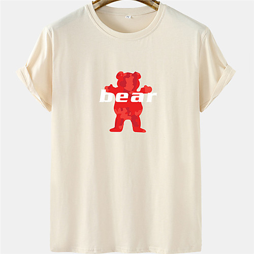 

Men's Unisex Tee T shirt Hot Stamping Graphic Prints Bear Letter Plus Size Short Sleeve Casual Tops 100% Cotton Basic Designer Big and Tall White Black Khaki