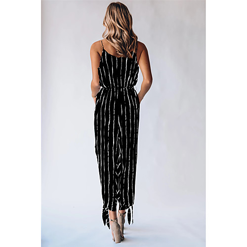 

Women's Casual / Daily 2021 Yellow Black Dark Blue Jumpsuit Stripes