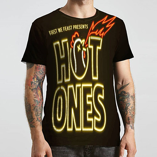 

Men's Unisex Tee T shirt 3D Print Graphic Prints Letter Plus Size Print Short Sleeve Casual Tops Basic Designer Big and Tall Black