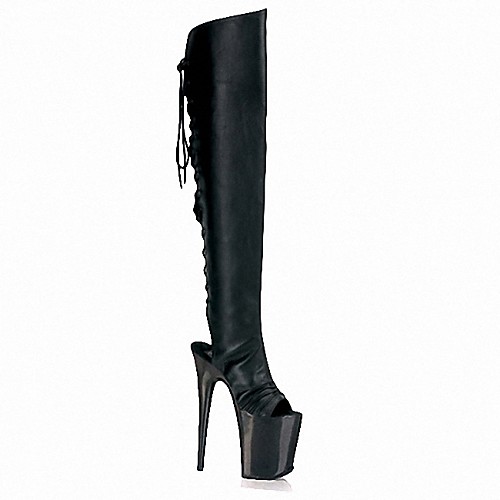 

Women's Boots Sexy Boots Stripper Boots High Heel Round Toe Over The Knee Boots Thigh High Boots PU Lace-up Solid Colored Gray Black