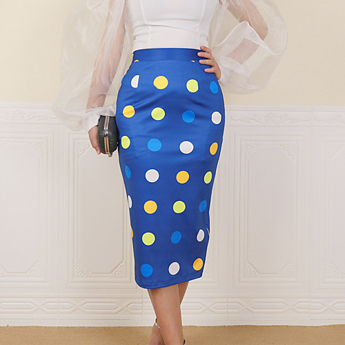 

Women's Daily Date Streetwear Skirts Polka Dot Print Blue