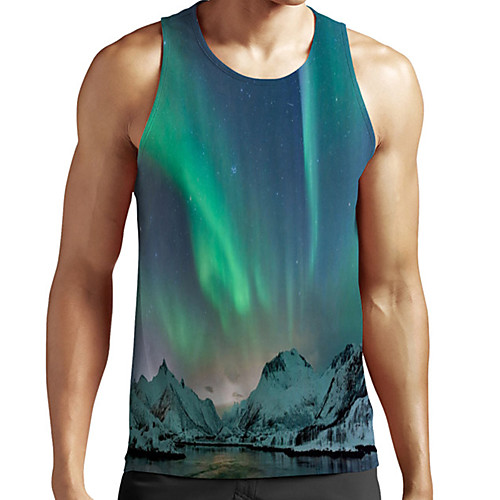 

Men's Unisex Tank Top Undershirt 3D Print Scenery Graphic Prints Plus Size Print Sleeveless Casual Tops Basic Fashion Designer Breathable Green