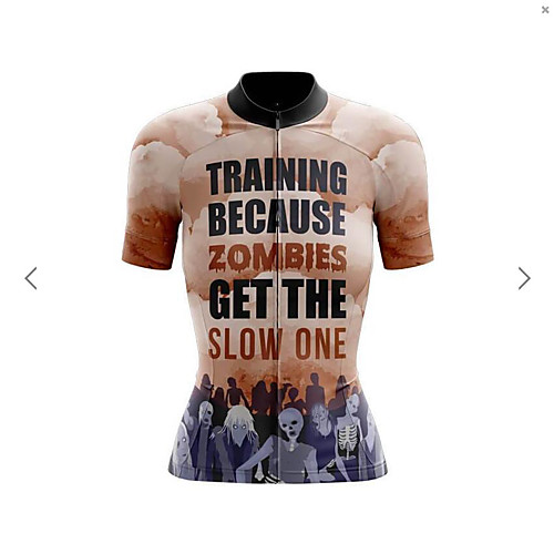 

21Grams Women's Short Sleeve Cycling Jersey Summer Spandex Polyester Khaki Sugar Skull Skull Bike Jersey Top Mountain Bike MTB Road Bike Cycling Breathable Back Pocket Sports Clothing Apparel