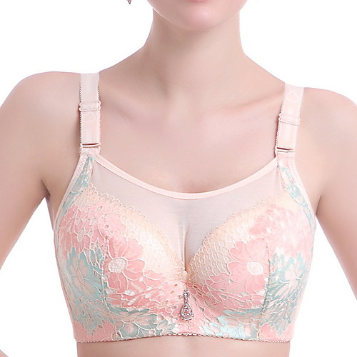 

Women's Bras & Bralettes Push-up 3/4 Cup Lace Sexy Yellow