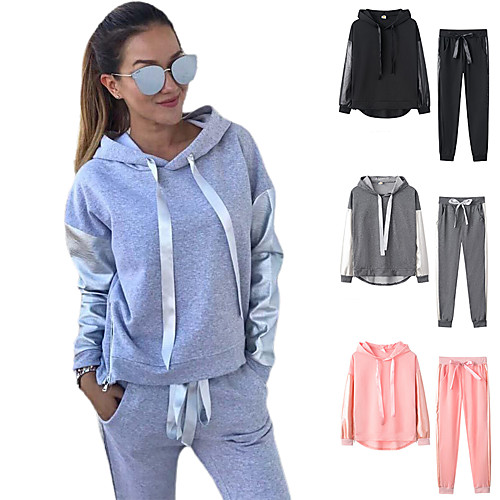 

Women's 2 Piece Patchwork Tracksuit Sweatsuit Casual Athleisure 2pcs Winter Long Sleeve Thermal Warm Breathable Soft Fitness Gym Workout Jogging Training Sportswear Solid Colored Normal Hoodie Track