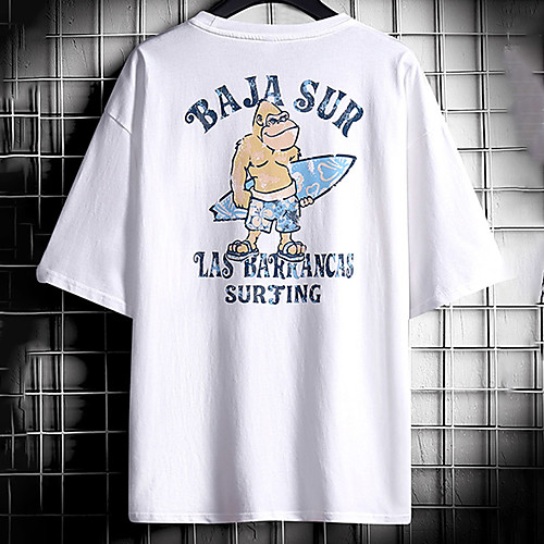 

Men's Unisex Tee T shirt Hot Stamping Cartoon Graphic Prints Letter Plus Size Print Short Sleeve Casual Tops Cotton Basic Fashion Designer Big and Tall White Khaki Light gray