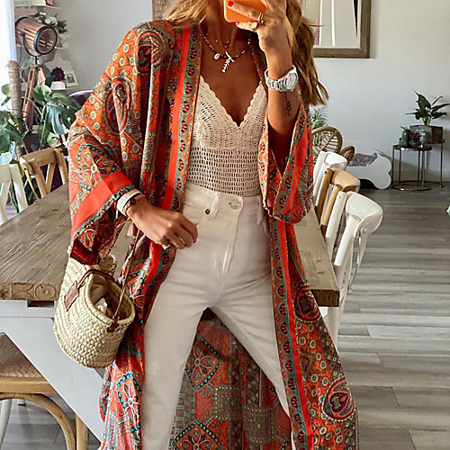

Women's Coat Daily Wear Summer Maxi Coat Regular Fit Casual / Daily Jacket Solid Color Formal Style Red Rose Red / Cotton