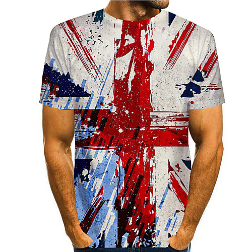

Men's Tee T shirt Shirt 3D Print Graphic Prints American Flag Independence Day Flag Print Short Sleeve Daily Tops Casual Designer Big and Tall Round Neck Red / Summer