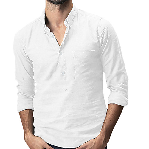 

Men's Shirt Solid Color Button-Down Long Sleeve Casual Tops Lightweight Casual Fashion Breathable Green White Navy Blue