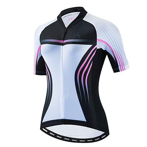

21Grams Women's Short Sleeve Cycling Jersey Summer Spandex Polyester BlackWhite Stripes Bike Jersey Top Mountain Bike MTB Road Bike Cycling Quick Dry Moisture Wicking Breathable Sports Clothing