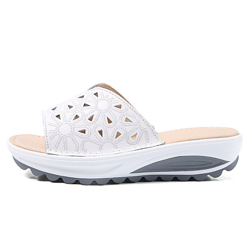 

Women's Flats Round Toe Cowhide Solid Colored White Black Blue