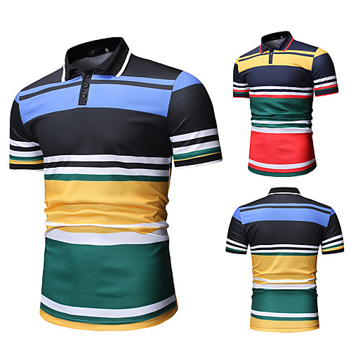 

Men's Golf Shirt Tennis Shirt Other Prints Color Block Short Sleeve Casual Tops Casual Black Navy Blue / Summer