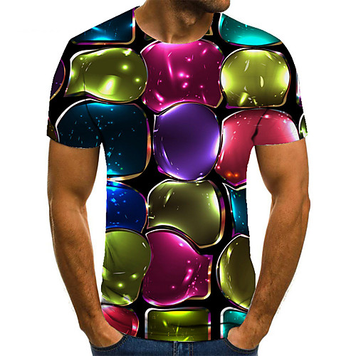

Men's Unisex Tee T shirt 3D Print Graphic Prints Jewelry Plus Size Print Short Sleeve Casual Tops Basic Fashion Designer Big and Tall Rainbow