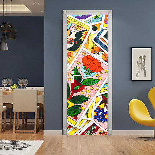 

2pcs Self-adhesive Creative Cartoon Puzzle Door Stickers For Living Room Diy Decorative Home Waterproof Wall Stickers
