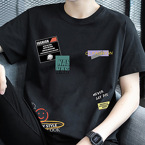 

Men's Unisex Tee T shirt Hot Stamping Graphic Prints Letter Plus Size Print Short Sleeve Casual Tops Cotton Basic Fashion Designer Big and Tall White Black Dark Gray