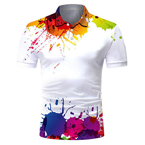 

Men's Golf Shirt Tennis Shirt 3D Print Gradient Button-Down Short Sleeve Street Tops Casual Fashion Cool Breathable White / Sports