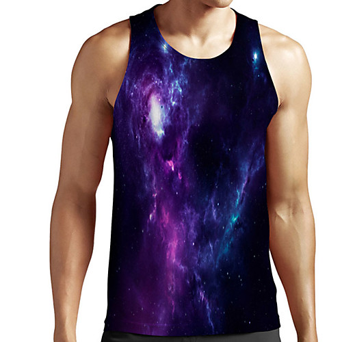 

Men's Unisex Tank Top Undershirt 3D Print Galaxy Graphic Prints Plus Size Print Sleeveless Casual Tops Basic Designer Big and Tall Black