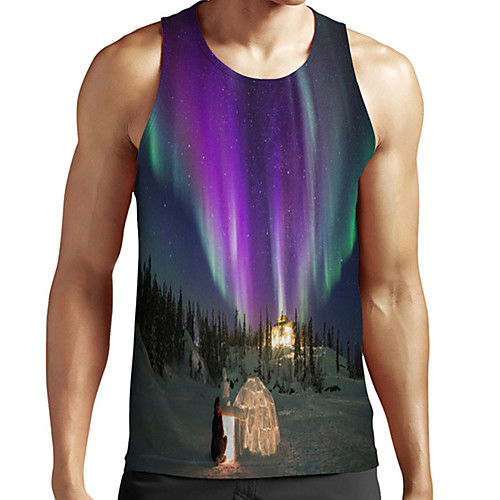 

Men's Unisex Tank Top Undershirt 3D Print Scenery Graphic Prints Plus Size Print Sleeveless Casual Tops Basic Fashion Designer Breathable Purple