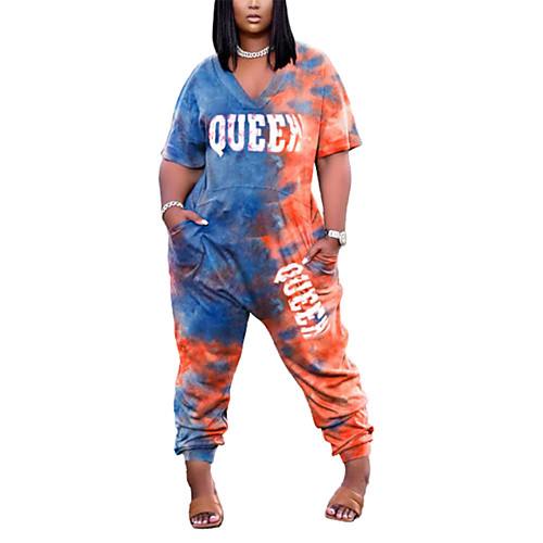 

Women's Casual 2021 Weight: 320g Blue Red Jumpsuit Pattern