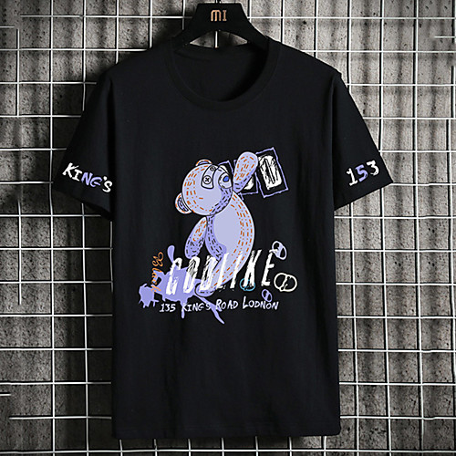 

Men's Unisex Tee T shirt Hot Stamping Graphic Prints Toy Bear Letter Plus Size Print Short Sleeve Casual Tops Cotton Basic Fashion Designer Big and Tall Black Dark Gray