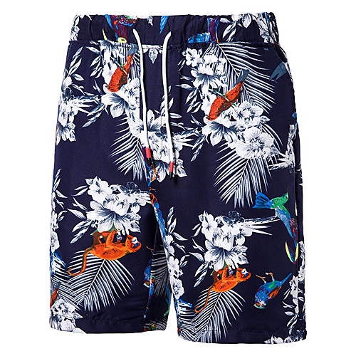 

Men's Casual Casual Holiday Shorts Pants Graphic Flower / Floral Knee Length Navy Blue