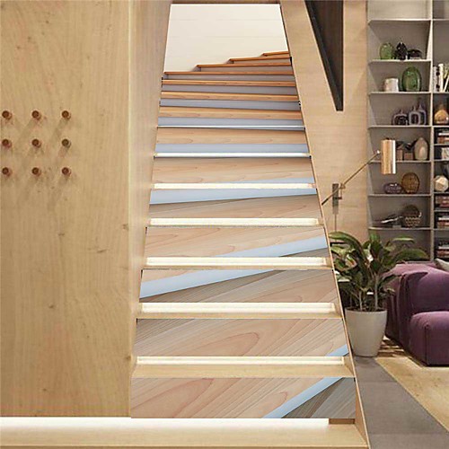 

Creative 3d Stairs Diy Stickers Wooden Stairs Home Decoration Stickers Waterproof 3d Stereo Wall Stickers 13 Piece Set