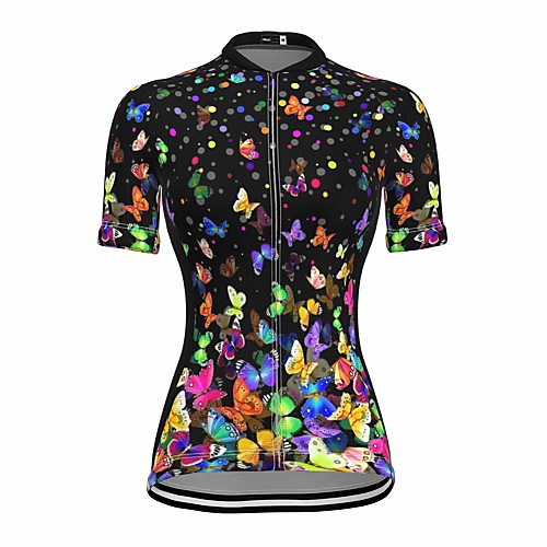 

21Grams Women's Short Sleeve Cycling Jersey Summer Spandex Polyester Black Butterfly Bike Jersey Top Mountain Bike MTB Road Bike Cycling Quick Dry Moisture Wicking Breathable Sports Clothing Apparel
