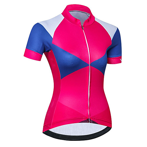 

21Grams Women's Short Sleeve Cycling Jersey Summer Spandex Polyester RedBlue Patchwork Bike Jersey Top Mountain Bike MTB Road Bike Cycling Quick Dry Moisture Wicking Breathable Sports Clothing
