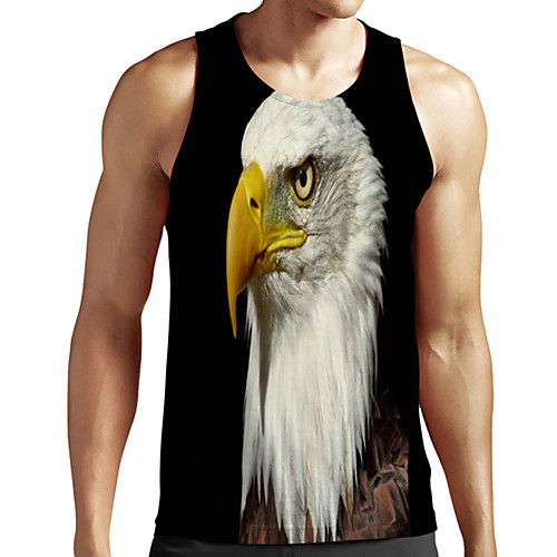 

Men's Unisex Tank Top Undershirt 3D Print Graphic Prints Eagle Plus Size Print Sleeveless Casual Tops Basic Designer Big and Tall Black