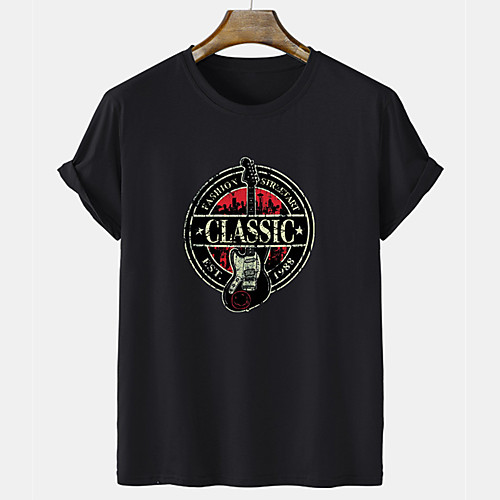 

Men's Unisex Tee T shirt Hot Stamping Graphic Prints Guitar Short Sleeve Casual Tops 100% Cotton Basic Fashion Designer Comfortable White Black Gray