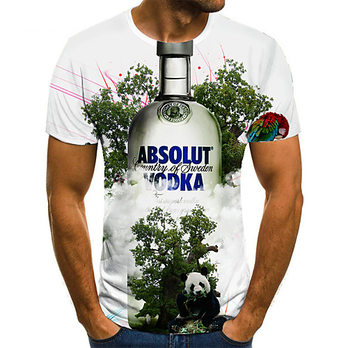 

Men's Unisex Tee T shirt 3D Print Graphic Prints Wine bottle Plus Size Print Short Sleeve Casual Tops Basic Fashion Designer Big and Tall White