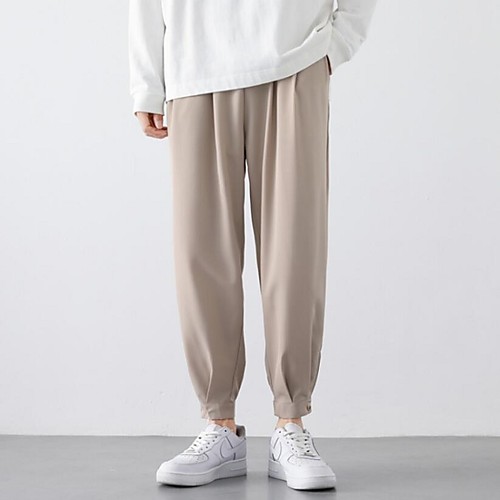 

Men's Simple Chino Quick Dry Breathable Casual Harem Loose Chinos Pants Solid Colored Ankle-Length Black Khaki