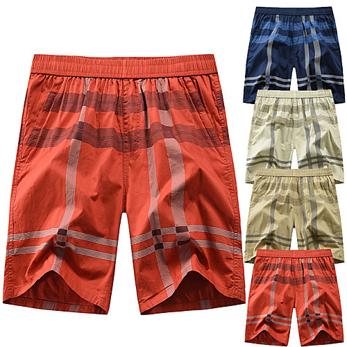 

Men's Sporty Casual / Sporty Streetwear Quick Dry Breathable Soft Daily Sports Chinos Shorts Pants Stripe Short Drawstring Elastic Waist Black Red Yellow Khaki