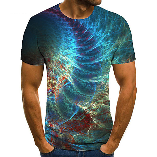 

Men's Unisex Tee T shirt 3D Print Graphic Prints Waves Plus Size Print Short Sleeve Casual Tops Basic Fashion Designer Big and Tall Blue