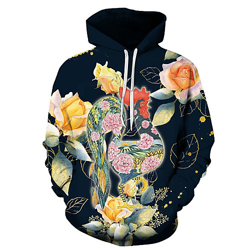 

Men's Unisex Plus Size Pullover Hoodie Sweatshirt Graphic Prints Chicken Print Hooded Casual Daily Holiday 3D Print Basic Designer Hoodies Sweatshirts Long Sleeve Blue Green Dark Gray