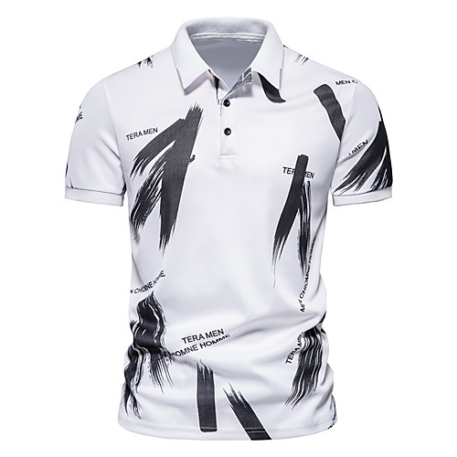 

Men's Golf Shirt Tennis Shirt non-printing Letter Short Sleeve Casual Tops Simple Classic White Black