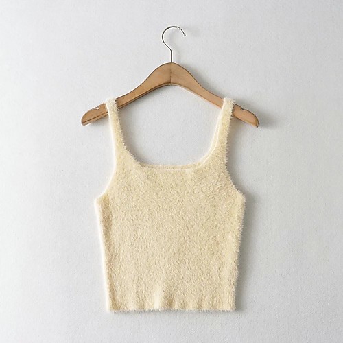 

Women's Casual / Daily Solid Color Vest Sleeveless Sweater Cardigans Straped Spring Summer fluorescent green White Blue