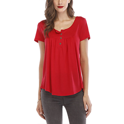 

Women's T shirt Plain Round Neck Basic Tops White Black Purple