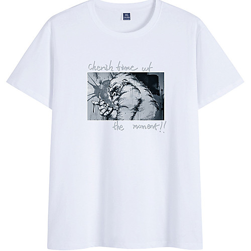 

Men's Unisex Tee T shirt Hot Stamping Graphic Prints Orangutan Plus Size Short Sleeve Casual Tops 100% Cotton Basic Vintage Designer Big and Tall White Black Red