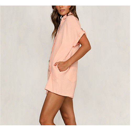

amazon europe and america spring and summer new ebay shirt button jumpsuit
