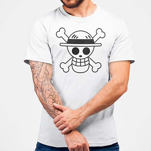 

Men's Unisex Tee T shirt Hot Stamping Graphic Prints Skull Plus Size Print Short Sleeve Casual Tops Cotton Basic Fashion Designer Big and Tall White