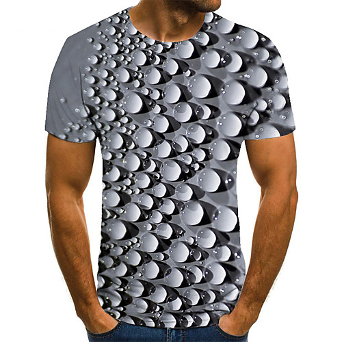 

Men's Unisex Tee T shirt 3D Print Paisley Graphic Prints Plus Size Print Short Sleeve Casual Tops Basic Fashion Designer Big and Tall Gray