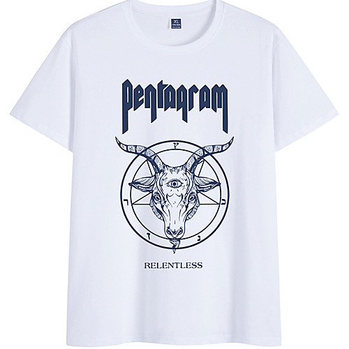 

Men's Unisex Tee T shirt Hot Stamping Graphic Prints Antelope Letter Plus Size Short Sleeve Casual Tops 100% Cotton Basic Vintage Designer Big and Tall White Black Red