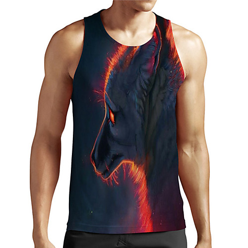 

Men's Unisex Tank Top Undershirt 3D Print Graphic Prints Wolf Plus Size Print Sleeveless Casual Tops Basic Designer Big and Tall Red