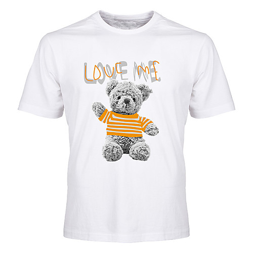 

Men's Unisex Tee T shirt Hot Stamping Graphic Prints Toy Bear Letter Plus Size Print Short Sleeve Casual Tops Cotton Basic Fashion Designer Big and Tall White Black Blue