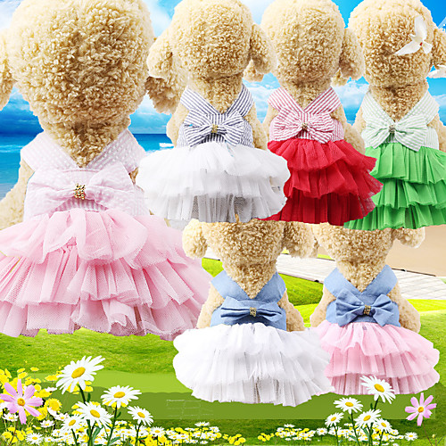 

Dog Cat Dress Elegant Adorable Cute Dailywear Casual / Daily Dog Clothes Puppy Clothes Dog Outfits Breathable White Pearl Pink Red Costume for Girl and Boy Dog Cotton XS S M L XL XXL