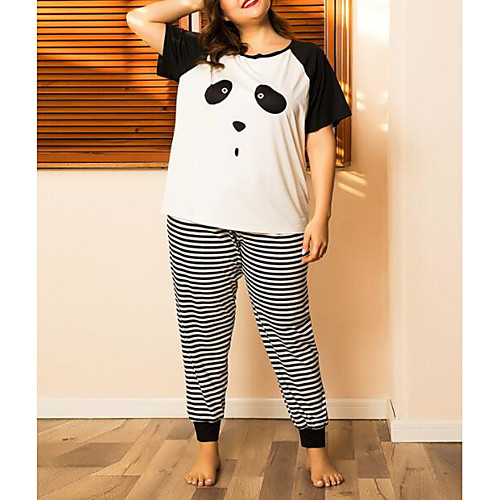 

Women's Plus Size Pajama Suits Graphic Panda Causal Summer Large Size XL XXL 3XL 4XL