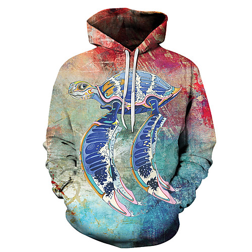 

Men's Unisex Plus Size Pullover Hoodie Sweatshirt Graphic Prints Turtle Print Hooded Casual Daily Holiday 3D Print Basic Designer Hoodies Sweatshirts Long Sleeve Blue Gray Black