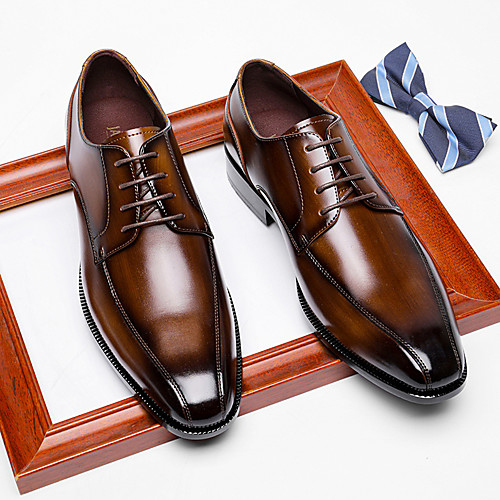 

Men's Oxfords Wedding Prom Party Leather Shoes Business Formal British Vintage Dark brown Black Spring & Summer