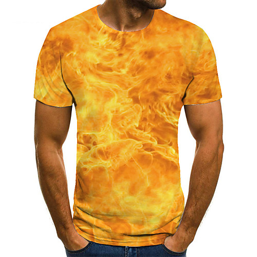 

Men's Unisex Tee T shirt 3D Print Graphic Prints Flame Plus Size Print Short Sleeve Casual Tops Basic Fashion Designer Big and Tall Orange